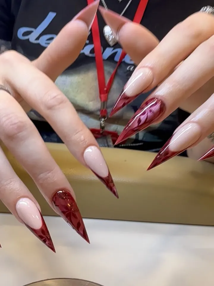Colourful floral nail art on a fresh set by M1 Nails & Beauty