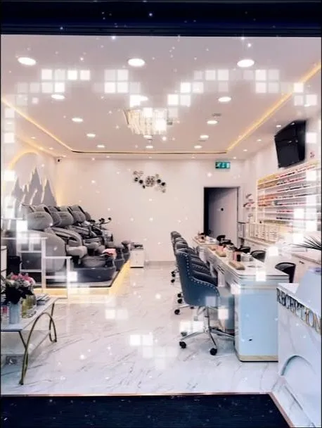 Inside M1 Nails & Beauty — luxury spa pedicure chairs, marble floors and a starlit ceiling