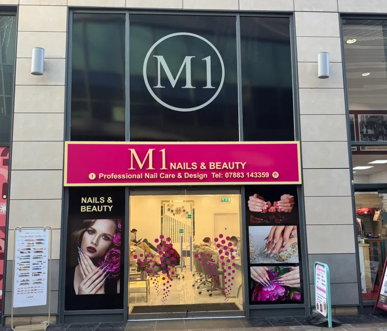 The M1 Nails & Beauty shopfront in Trinity Walk, Wakefield